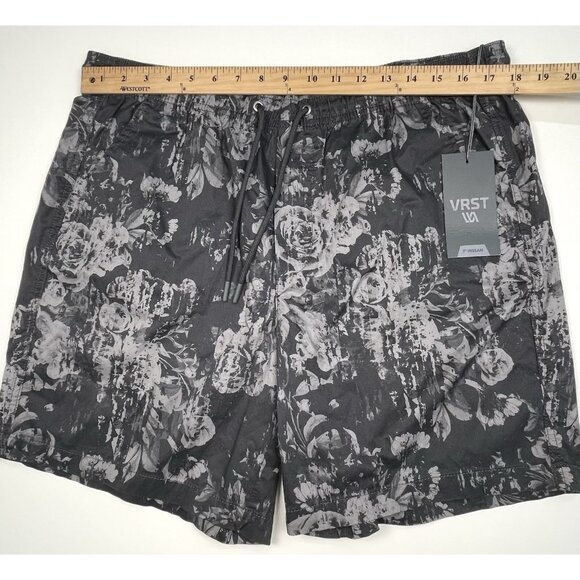 VRST Mens LARGE Monochromatic Floral Grey 7" Easy SHORT Drawstring Waist NWT NEW - Picture 4 of 10